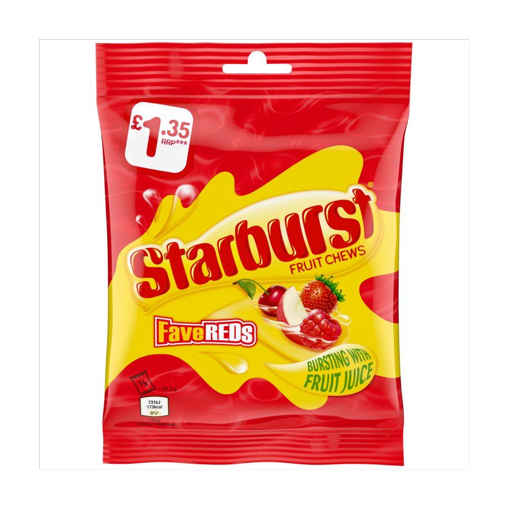 Starburst Fruit Chews Fave Reds Bag 141g